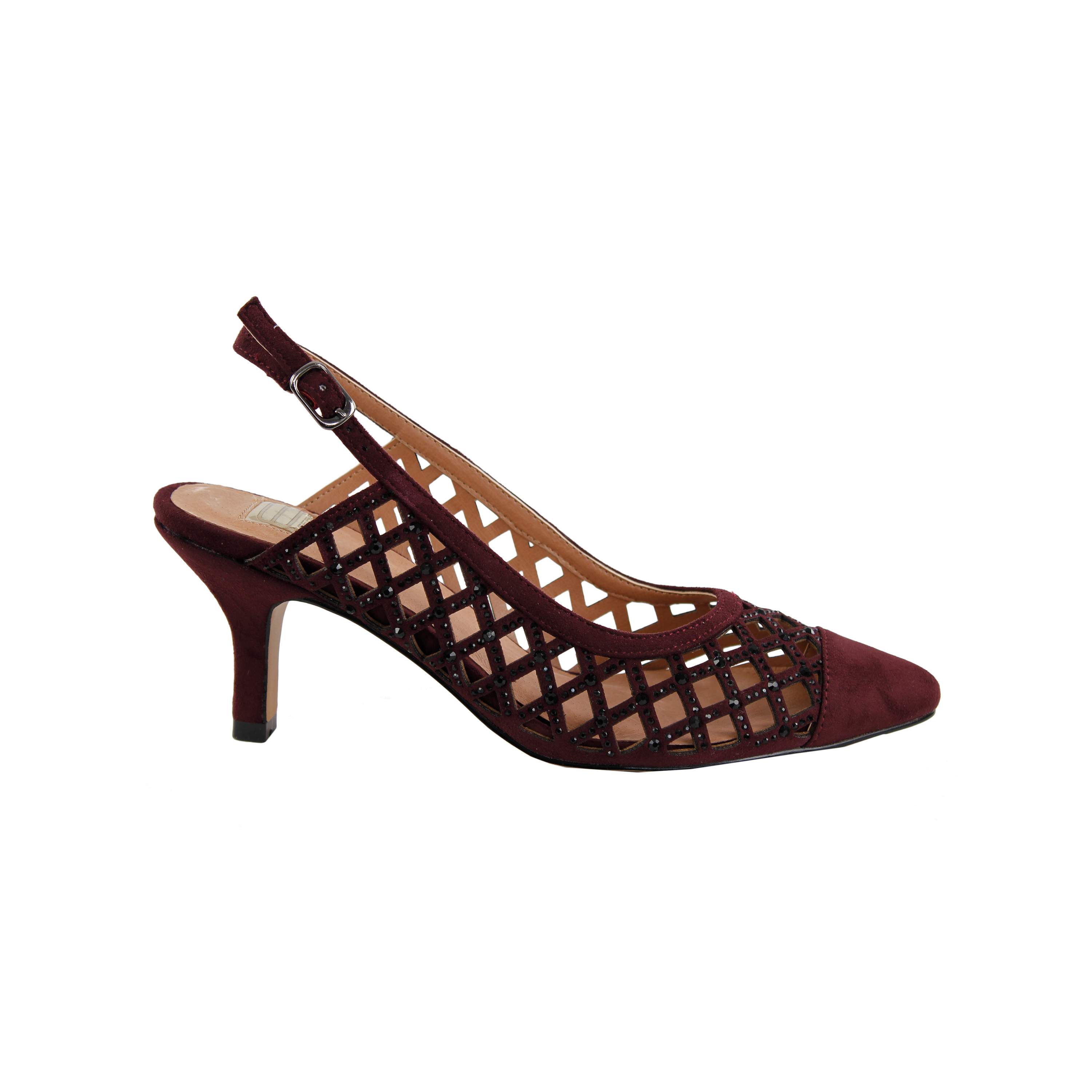 Zapatos de Fiesta EFERRI Zapato de Salón Agatar con Tacón Fino y Decoración en Strass de Ante