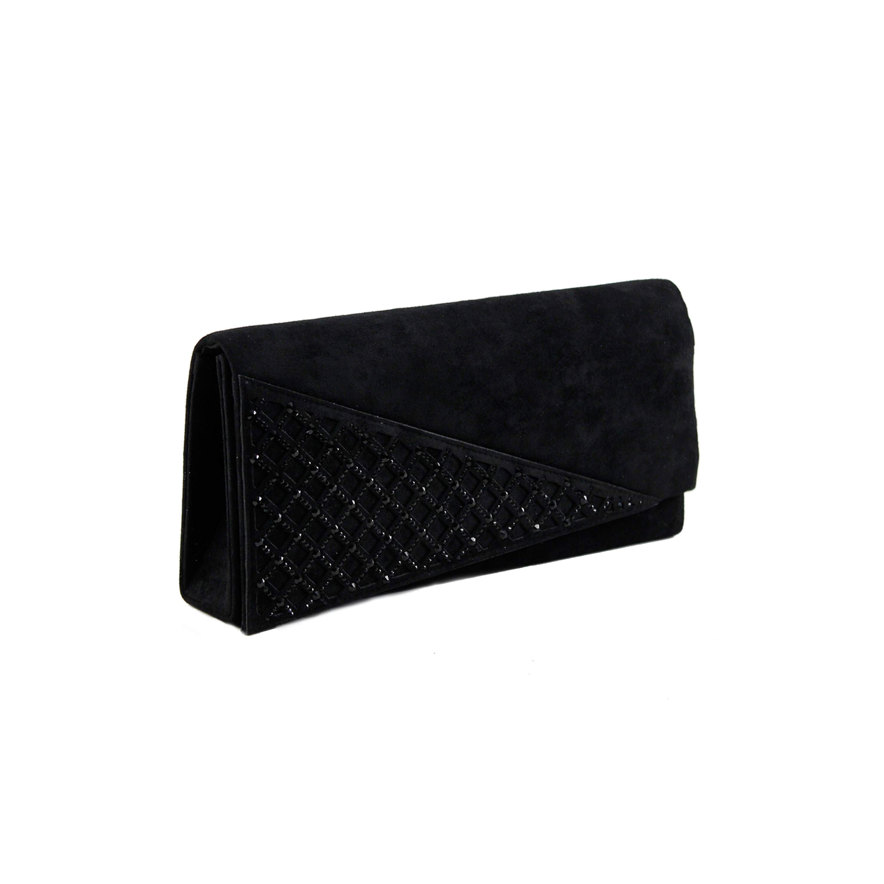 Bolso de Fiesta Eferri - Bolso de Mano Elegante Agatar con Solapa de Ante y Detalles Brillantes - Asa de Cadena