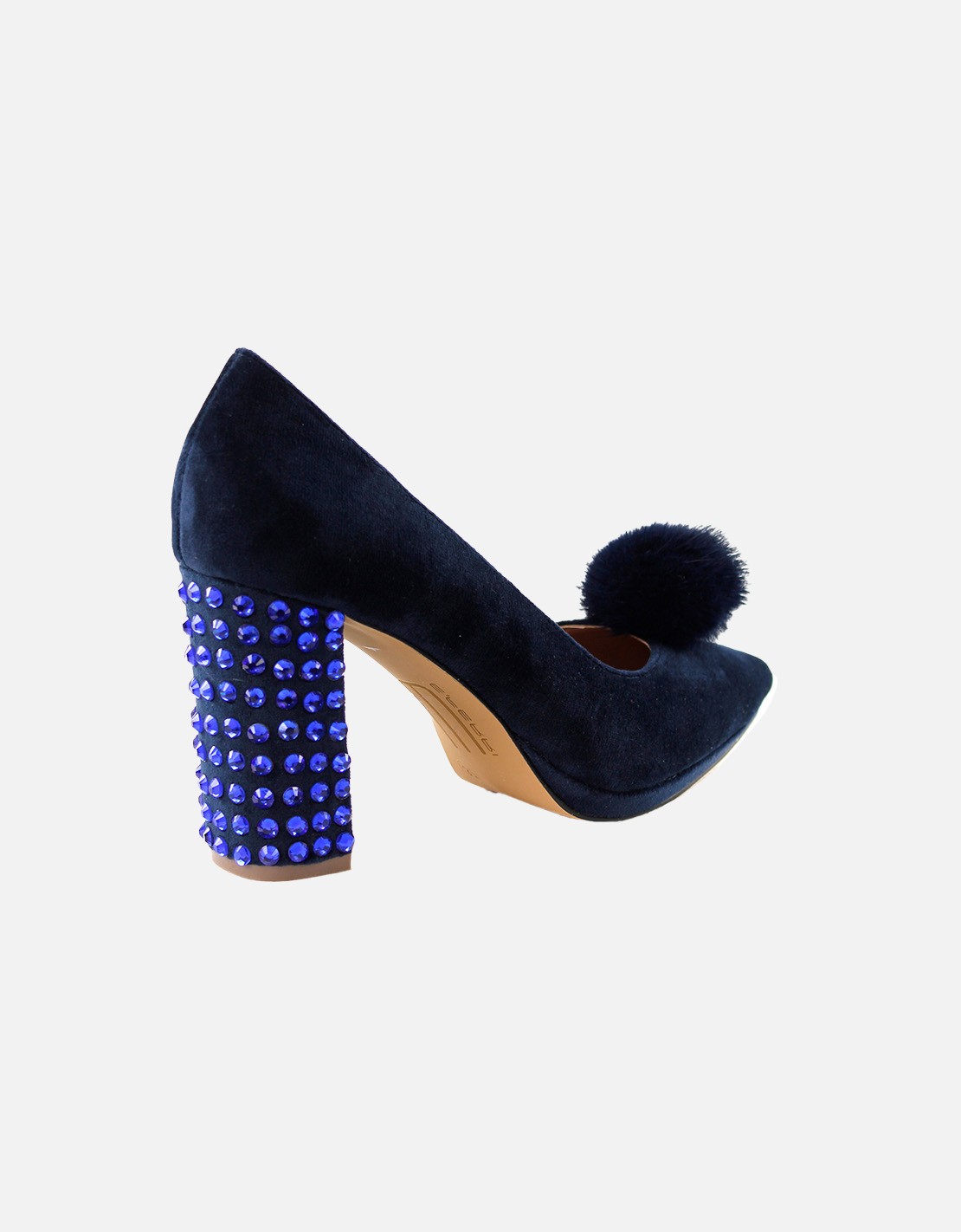 Zapatos de Fiesta EFERRI Zapato de Salón Rabbit de Terciopelo con Pompón de Pelo