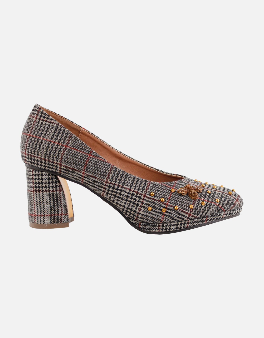 Zapatos de Fiesta Eferri Zapato de Fiesta Abeja de Tweed con Tachuelas y Accesorios Metálicos