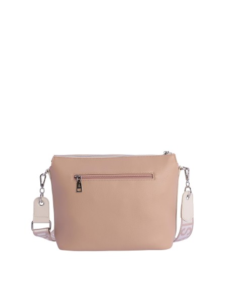 Bolso bandolera para mujer FUN&BASICS Orial de piel sintética con  cremallera Color Beige