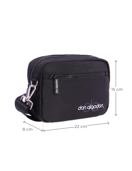 Bolso Bandolera De Mujer Don Algodon Zaira De Nylon Color Negro 9988