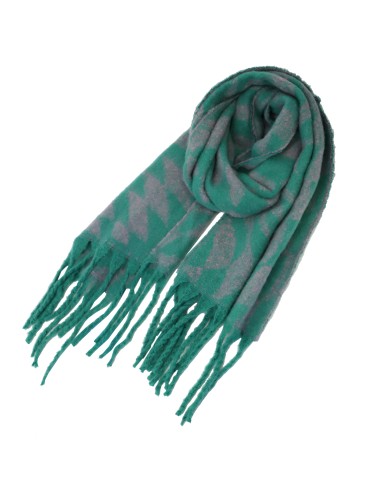 Bufanda de lana para mujer AMICHI Alina rectangular en verde y gris