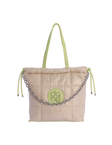 Bolso Shopper para mujer Don Algodon Alessandra textil con cremallera Color Verde