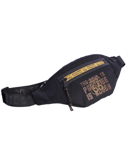 Riñonera para hombre ROUTE 66 Alex de nylon negro con cremallera
