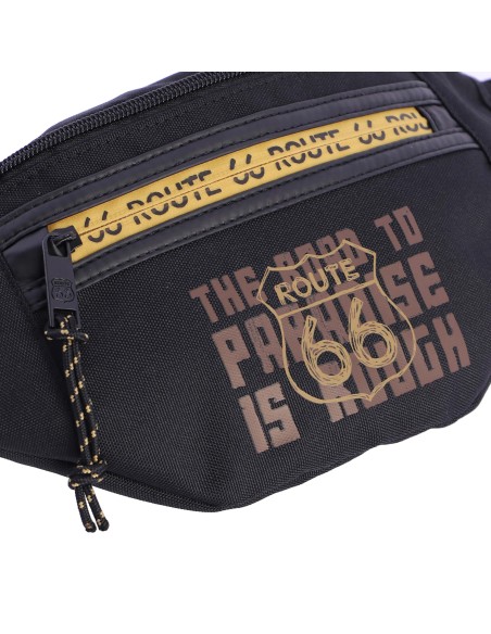 Riñonera para hombre ROUTE 66 Alex de nylon negro con cremallera
