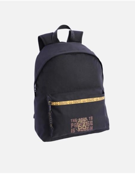 Mochila para hombre ROUTE 66 Marc de nylon negro con cremallera