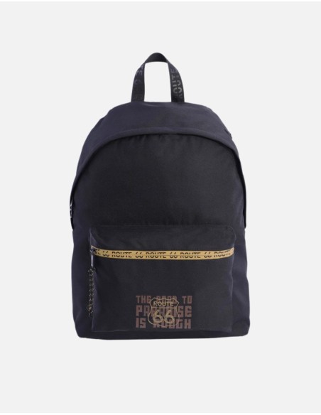 Mochila para hombre ROUTE 66 Marc de nylon negro con cremallera
