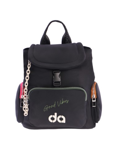 Mochila para mujer DON ALGODON Bolonia en nylon con el logotipo en relieve y frase good vibes.