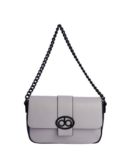 Bolso bandolera con solapa para mujer DON ALGODON Messina en piel sintética y con el logotipo troquelado en metal.