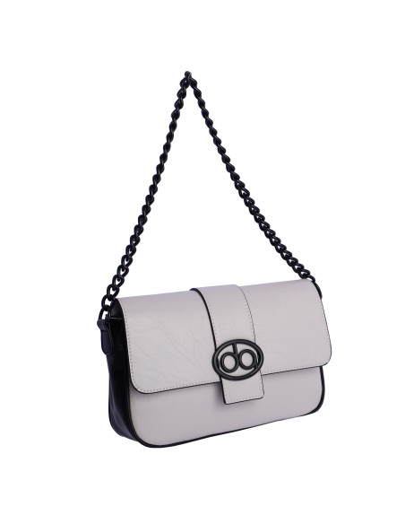 Bolso bandolera con solapa para mujer DON ALGODON Messina en piel sintética y con el logotipo troquelado en metal.