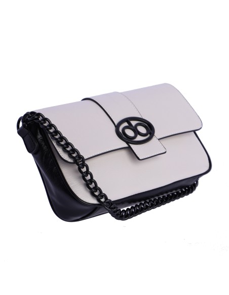 Bolso bandolera con solapa para mujer DON ALGODON Messina en piel sintética y con el logotipo troquelado en metal.
