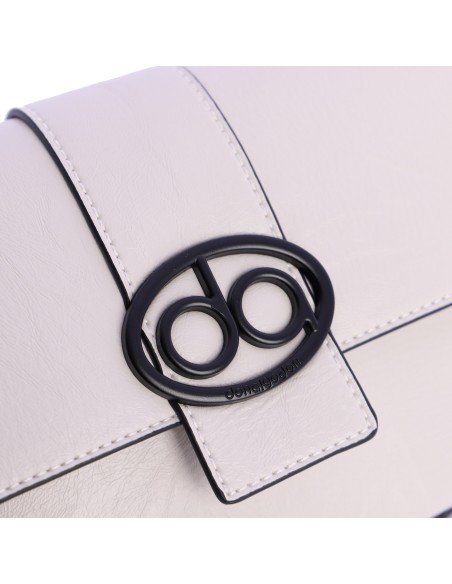 Bolso bandolera con solapa para mujer DON ALGODON Messina en piel sintética y con el logotipo troquelado en metal.
