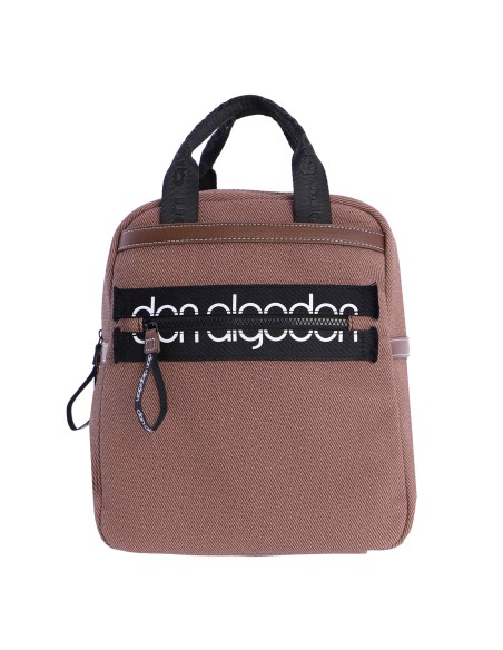 Mochila para mujer DON ALGODON Taranto en piel sintética efecto lona con cremallera con logotipo en la cremallera.