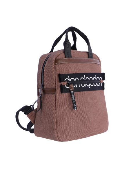 Mochila para mujer DON ALGODON Taranto en piel sintética efecto lona con cremallera con logotipo en la cremallera.
