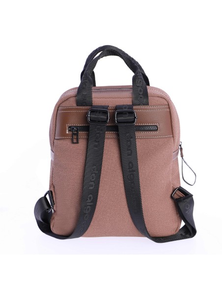 Mochila para mujer DON ALGODON Taranto en piel sintética efecto lona con cremallera con logotipo en la cremallera.
