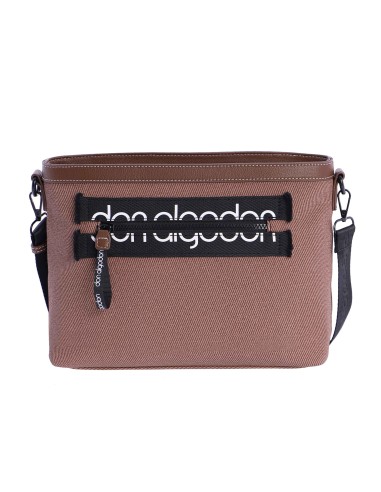 Bolso bandolera con cremallera para mujer DON ALGODON Brescia en piel sintética efecto lona y logotipo en la cremallera.