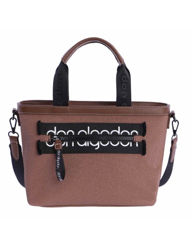 Bolso bandolera con cremallera para mujer DON ALGODON Prato en piel sintética efecto lona y logotipo en la cremallera.