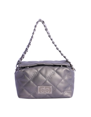 Bolso de mano acolchado de hombro para mujer DON ALGODON Adriana en piel sintética con chapón de la marca en metal.