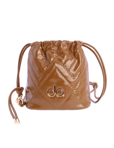 Bolso bandolera limosnera con pespunte decorativo en zigzag en piel sintética de mujer DON ALGODON Ferrara logo en metal.