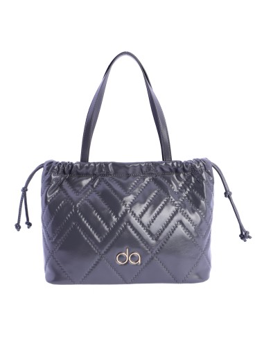 Bolso shopper en piel sintética con pespunte decorativo en zigzag de mujer DON ALGODON Sassari con el logo en metal.