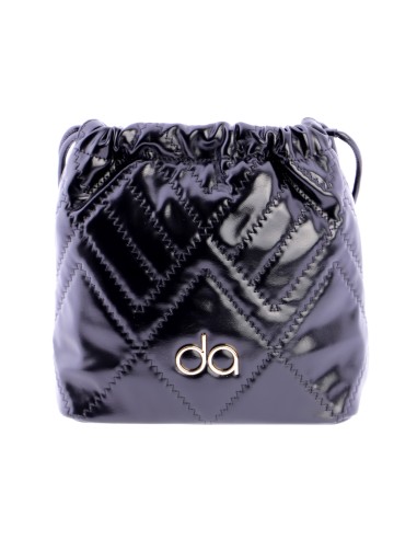 Bolso de hombro con pespunte decorativo en zigzag en piel sintética de mujer DON ALGODON Siracusa con el logo en metal.