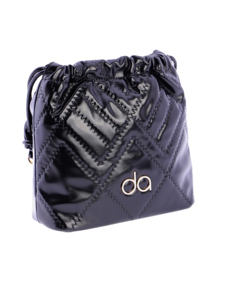 Bolso de hombro con pespunte decorativo en zigzag en piel sintética de mujer DON ALGODON Siracusa con el logo en metal.