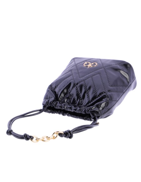 Bolso de hombro con pespunte decorativo en zigzag en piel sintética de mujer DON ALGODON Siracusa con el logo en metal.