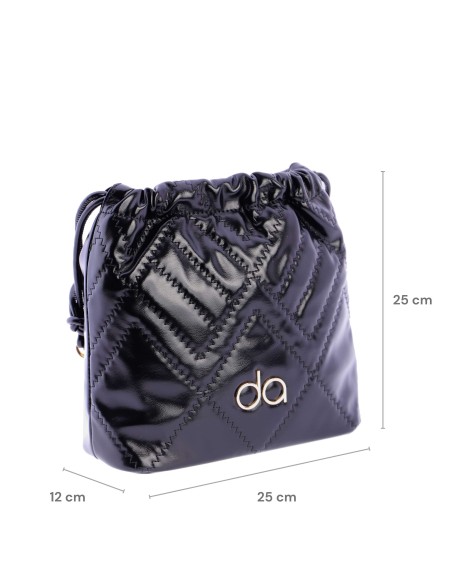 Bolso de hombro con pespunte decorativo en zigzag en piel sintética de mujer DON ALGODON Siracusa con el logo en metal.