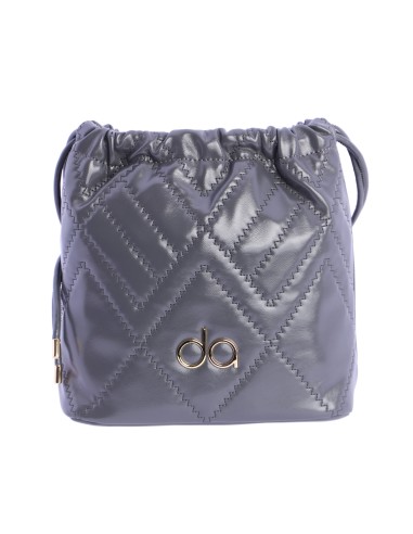 Bolso de hombro con pespunte decorativo en zigzag en piel sintética de mujer DON ALGODON Siracusa con el logo en metal.