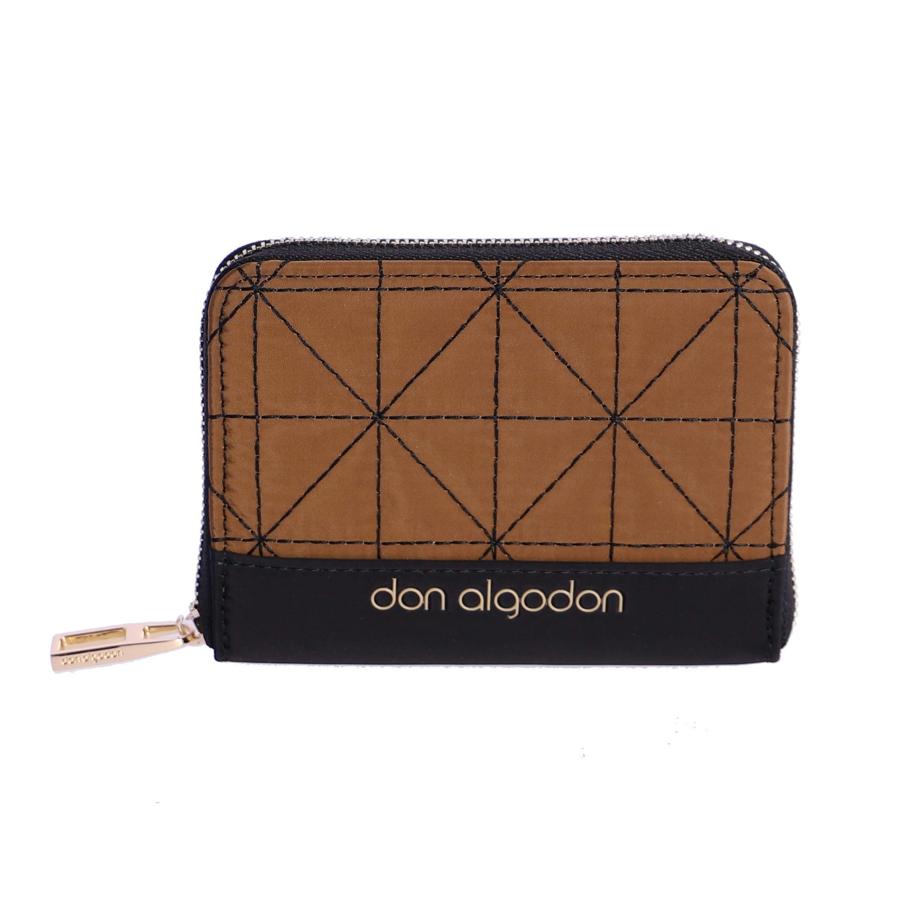 Cartera para mujer DON ALGODON Viareggio en textil con cremallera. Color Negro